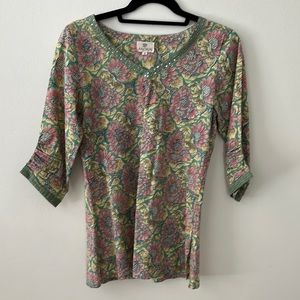 Anokhi Pastel Floral Cotton Top